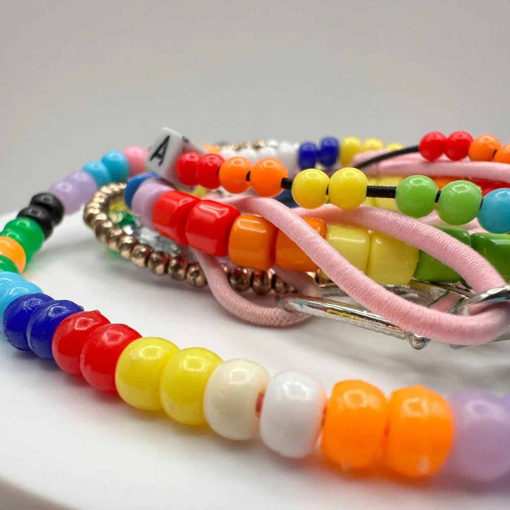 Vintage 90s Y2K Kandi Beaded Bracelet‎ Lot Stitch Charm Women's Classic Jewelry